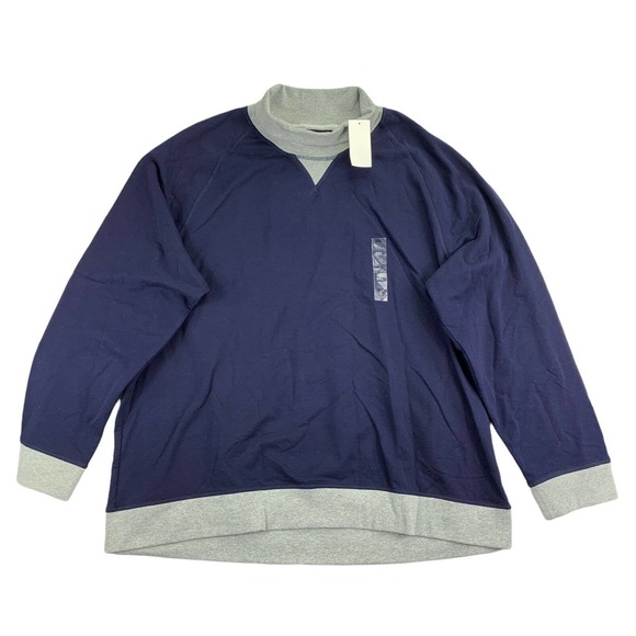 Club Room Mens Fleece Long Sleeve Colorblock Turtleneck Sweater Navy Blue 3XL - Picture 1 of 4